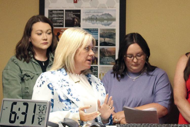DEAR ELEMENTARY PRINCIPAL Dr. Marlaine Boyd (center) and BAT Team members explain the way trauma-informed practices, emotional regulation tools and student support systems are being incorporated throughout the school. MIRANDA JAMISON | Staff