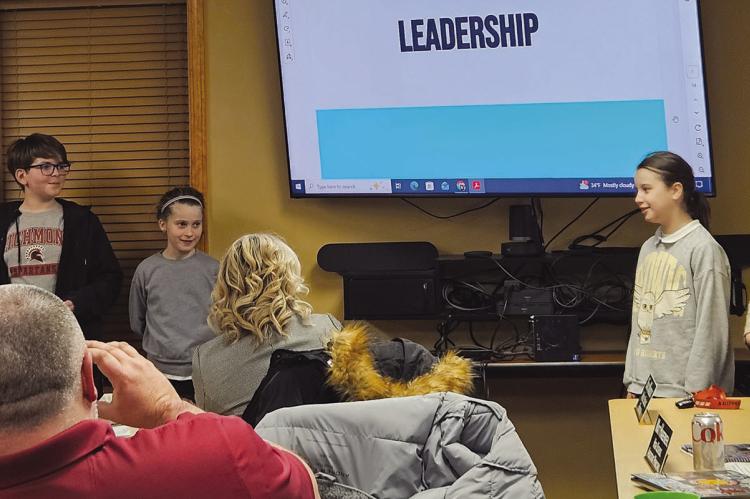 STUDENT MEMBERS of the Sunrise Elementary Leadership Club share details regarding fundraising and community service efforts. MIRANDA JAMISON | Staff