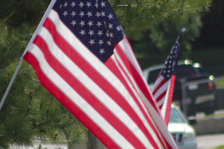 FLAGS LINE MAIN STREET, honoring fallen soldiers on Memorial Day. SOPHIA BALES | Staff