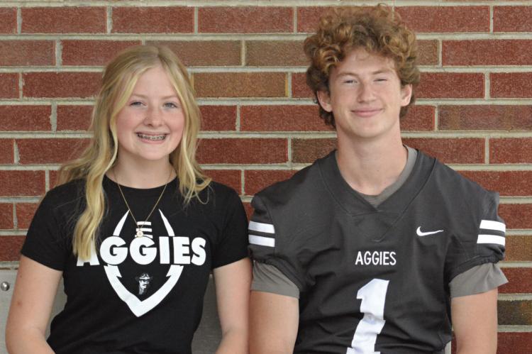 HOMECOMING QUEEN candidate Emily Barrett (left) will be escorted Friday by king candiate Kalel Bowman. SHAWN RONEY | Staff