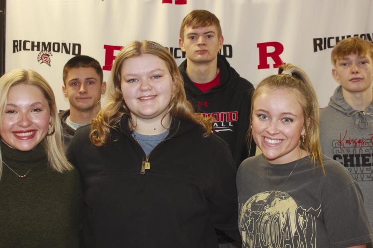 Richmond High School queen and king candidates are Livia Cavanah (from left), Mason Dunwoodie, Jayden Allnutt, Hunter Mitchell, Hailee Green and Cayden Morris. SOPHIA BALES | Staff