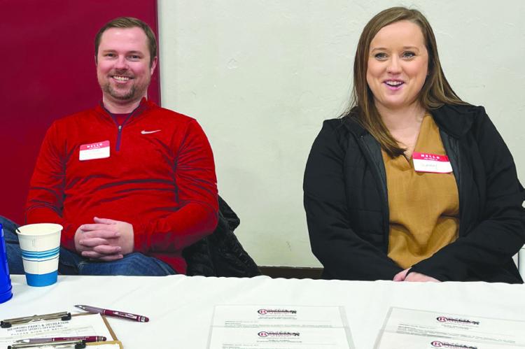 RICHMOND CITY STAFFERS Economic Director James Gorham and Human Resources Director Courtney Williams welcome community members and answer questions. SOPHIA BALES | Staff