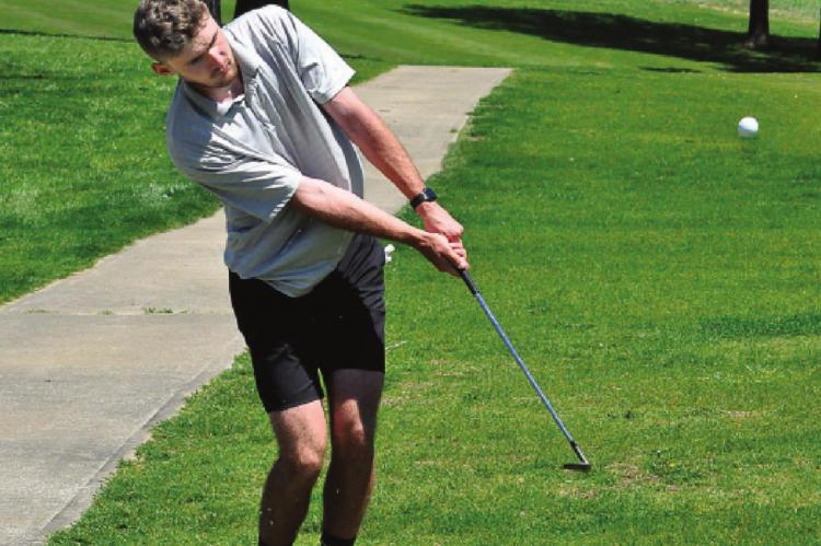 ORRICK SENIOR chips near the 17th green April 30 during the Richmond Boys Invitational at Shirkey Golf Course. SHAWN RONEY | Staff