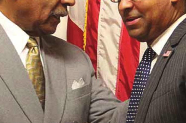J.C. VENTIMIGLIA | Staf U.S. REP. Emanuel Cleaver II meets with FCC Commissioner Geoffrey Starks in Kansas City to discuss rural internet funds.