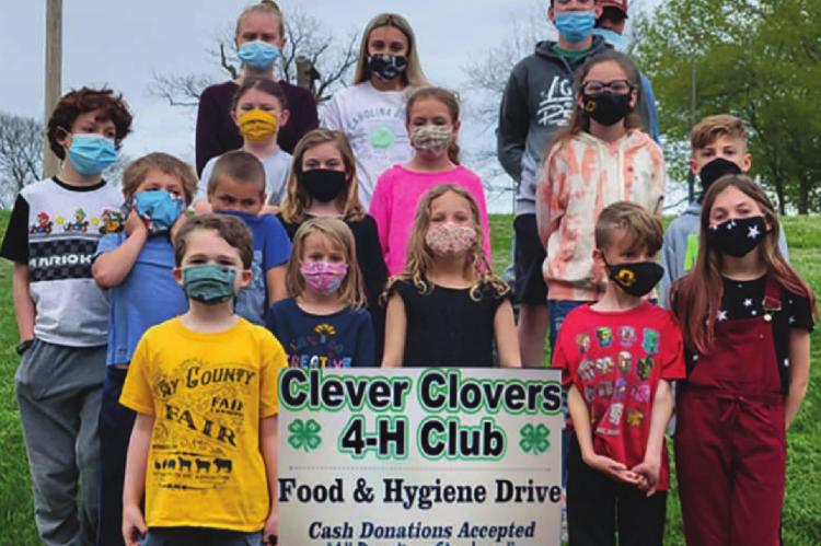 CLOVER MEMBERS are Eddie Rich, Darcy Mae Bilbrey, Isabella Schoeneck, Griffin Schoeneck, Emmaleigh Schoeneck, Eli Stock, Malachi Eggers, Adison Mayfield, Emerson Mayfield, Zachary Schoeneck, Gabriel Stock, Sloane Black, Ava Evans, Ashley Stewart, Malia Fairchild, Logan Oliphant and Wyatt Young.
