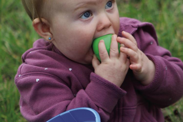 EMMA HAMILTON enjoys her Easter findings.