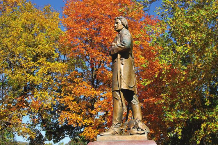 THIS STATUE on the courthouse square in Richmond depicts Alexander William Doniphan, who led troops from Ray and Clay counties successfully during the war with Mexico. Doniphan is the topic Clay Countian John Dillingham will discuss during the Whitmer Symposium. J.C. VENTIMIGLIA | Staff