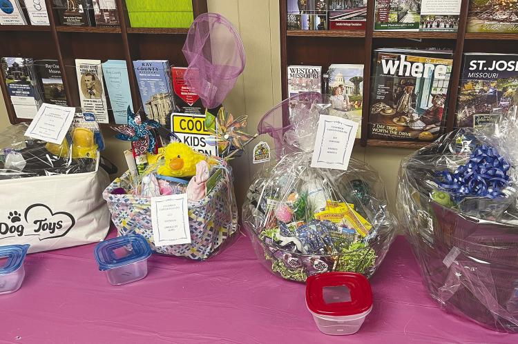 DONATED BASKETS from area chamber members are gracing the chamber office. SOPHIA BALES | Staff