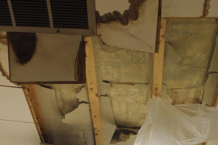 AN AIR CONDITIONER malfunction ruined part of the ceiling in the Ray County Museum. SOPHIA BALES | Staff