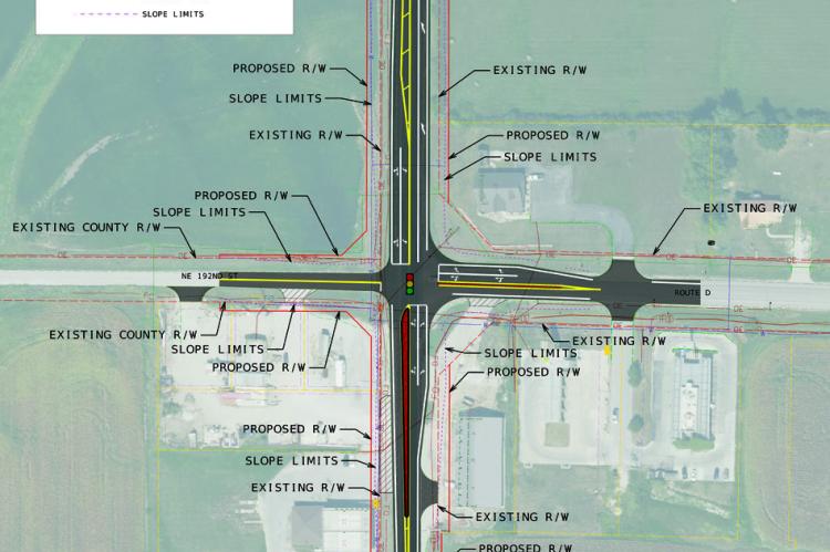 MoDOT’S CONCEPTUAL layout drawn with the intersection having four-way traffic signals.
