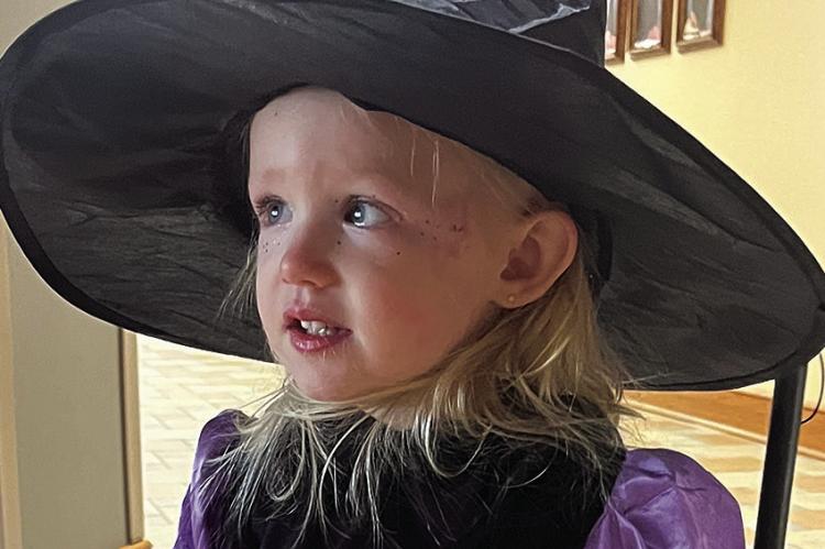 EEFA TEAT, 2, ventures into the Ray County Hospital for its “Haunted Hallway” on Tuesday. SOPHIA BALES | Staff