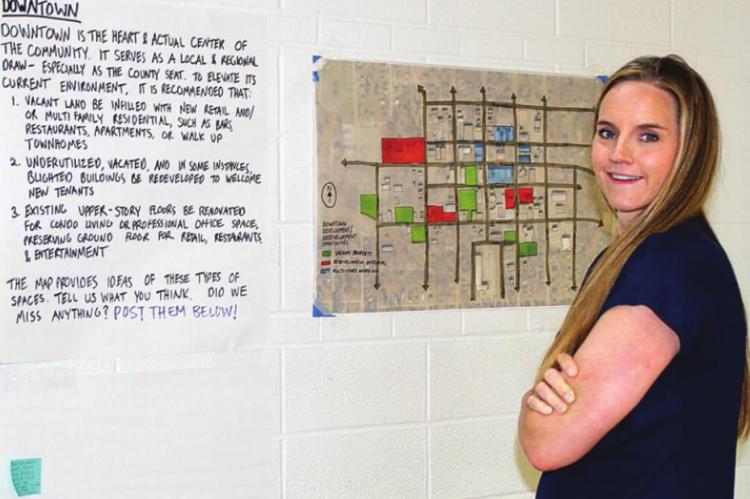 J.C. VENTIMIGLIA | Staff RICHMOND Finance Director Rebecca Hoeflicker looks at posted comments community members make in June 2021 regarding how the downtown area could improve.