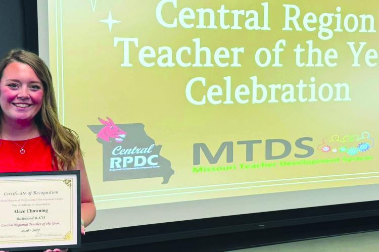 SUNRISE ELEMENTARY second-grade teacher Alaze Chowning is recognized for her dedication to education as a candidate for the 2027 Regional Teacher of the Year program. Submitted