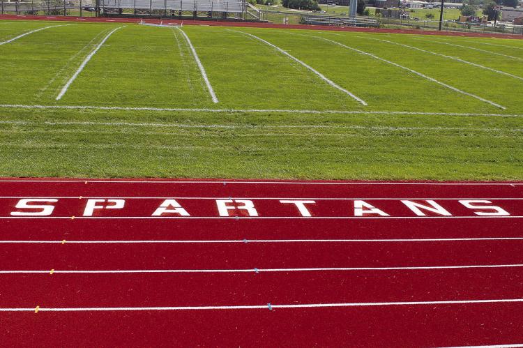 THE RICHMOND HIGH SCHOOL track was recently resurfaced and painted, just in time for the start of the new school year. MIRANDA JAMISON | Staff