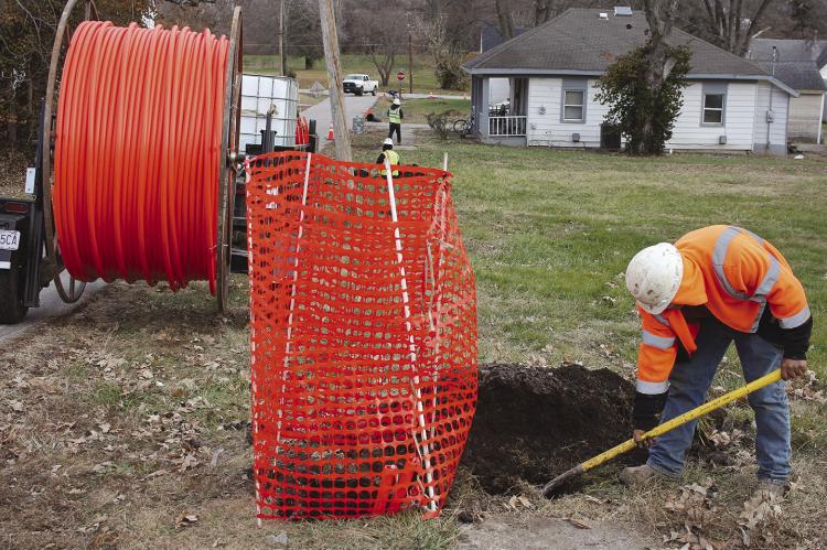 SELLENRIEK CONSTRUCTION Inc. workers dig to lay down lines for United Fiber services. SOPHIA BALES | Staff