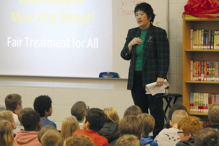 RAY COUNTY JUDGE Lori Baskins leads a classroom discussion with Sunrise Elementary third graders during a lesson on justice and government. SHARON DONAT | Staff