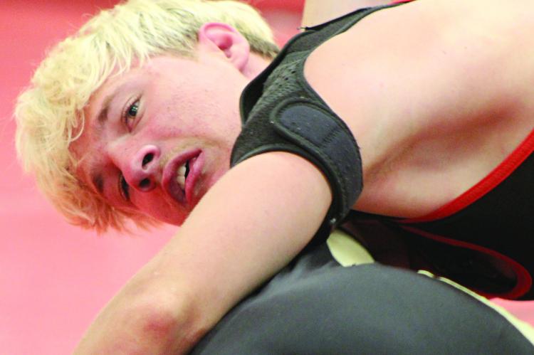 RAIDEN SULLIVAN of Richmond has the upper hand in scramble tournament competition. The recent home event completed the summer team activities for Richmond High School’s boys and girls wrestling programs, and drew roughly 130 grapplers and 24 teams overall, according to Richmond varsity coach Cody Hogan. “The kids got needed mat time, they were able to work on new moves and try them out in matches,” Hogan stated.