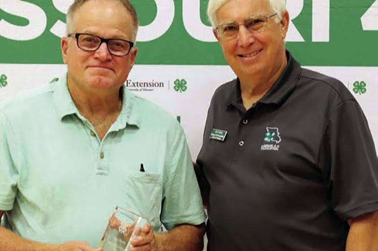 ALAN DREVES and Missouri 4-H Foundation Board Member Clark Fobian celebrate Dreves’ accomplishments. Submitted