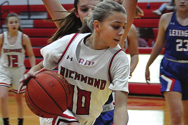 FRESHMAN KAYLEE PUGH drives through Lexington’s defense and helps Richmond defeat the Minutewomen for the second time this season. SHAWN RONEY | Staff