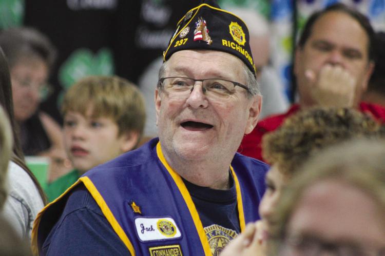 AMERICAN LEGION Commander Jack Lauck bids on Richmond High School FFA senior Taylor McGothlin’s 18-pound cured ham at $35/lb. SOPHIA BALES | Staff
