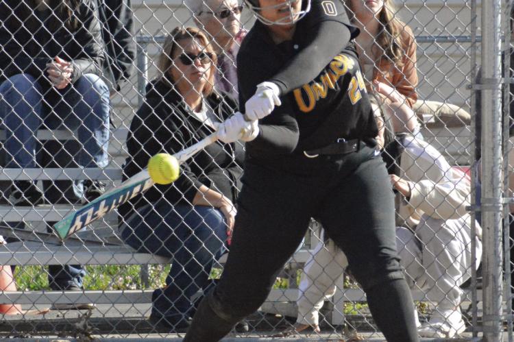 VICKY GRAVES takes a swing during Orrick’s April 5 varsity home meeting with Sweet Springs. Coach Chase Sims has been impressed with the improvement Orrick has made at the plate since the season began. SHAWN RONEY | Staff