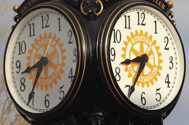 IN CELEBRATION OF ITS 100-year anniversary, the Richmond Rotary Club has installed a clock in a local park. See story on page 4. SOPHIA BALES | Staff
