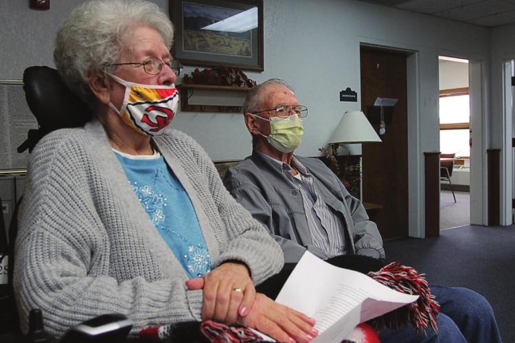 SIDE BY SIDE, Lois A. Holt, 84; and her husband, Anthony H. Holt, 81, look forward to entertaining family at Shirkey Nursing and Rehabilitation Center, Richmond. After being closed to visitors for the past year because of COVID-19, the center has reopened.