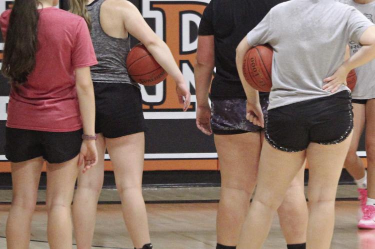 PLAYERS FROM Richmond and Hardin-Central practice together to prepare for the 2025-26 high school girls basketball season.