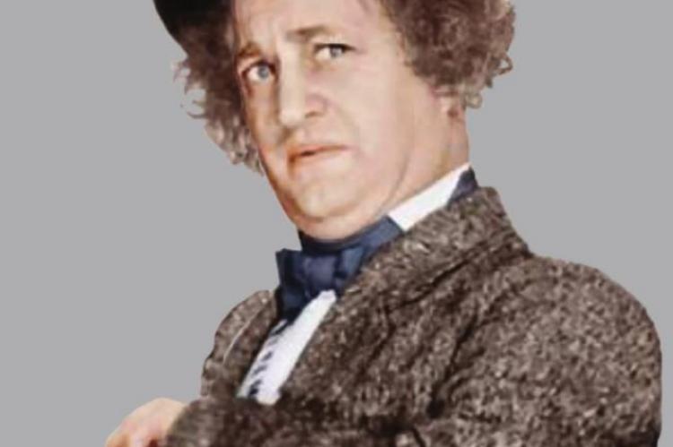 COMEDIAN Larry Fine of The Three Stooges played a cigar box instrument.