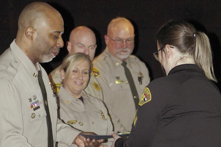 RAY COUNTY SHERIFF’S OFFICE command staff recognizes personnel during the agency’s first formal awards ceremony, which included honors for service, leadership and resilience. SHARON DONAT | Staff
