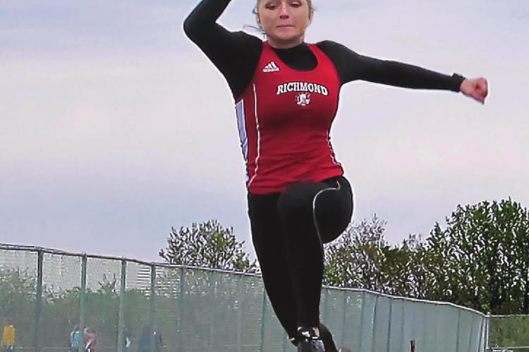NICOLE JOHNSON, a standout high school long and triple jumper at Richmond, is mending from a foot injury so she can compete for the University of Central Missouri women’s track and field team. SHAWN RONEY | Staff