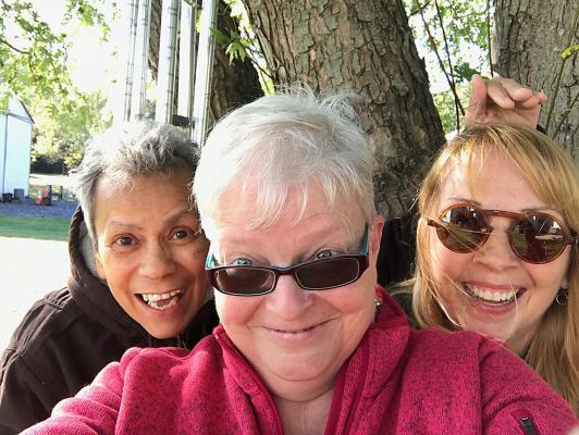 RECONNECTED FRIENDS after 45 years still know how to have a blast. From left: Lucy Colon, Liz Johnson and Monica Guerra. LIZ JOHNSON | Staff