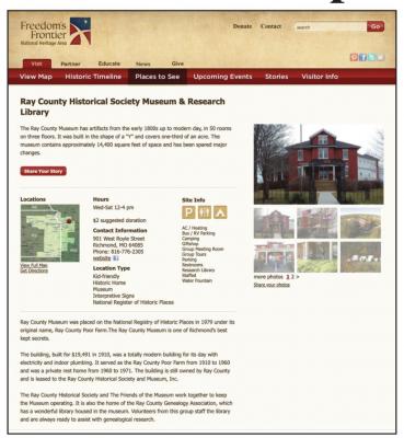 THE RAY COUNTY MUSEUM’S website is operational.