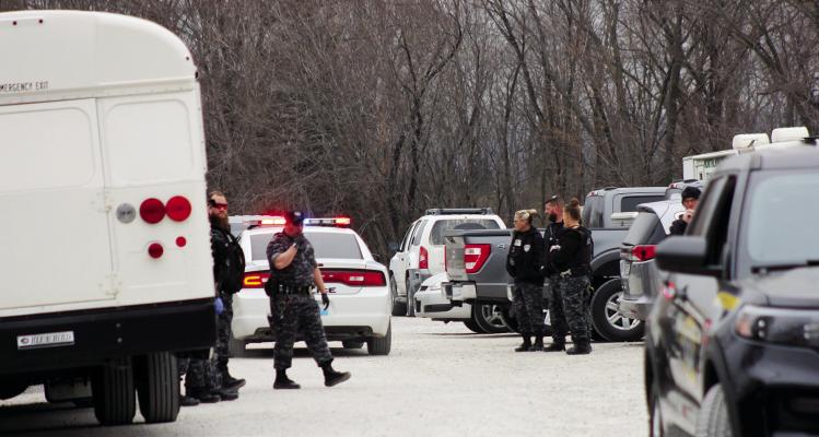 THE CORRECTIONAL EMERGENCY Response Team and Missouri State Highway Patrol search the Ray County Sheriff’s Office and Jail on March 7. SOPHIA BALES | Staff