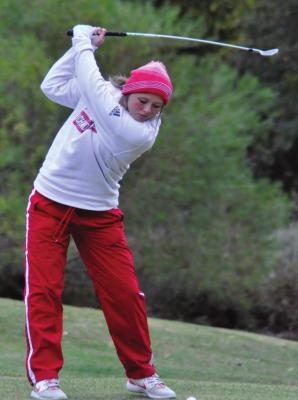 RICHMOND SENIOR Hannah Norris draws back to tee off at the Class 1 state girls golf tournament. she said. SHAWN RONEY | Staff