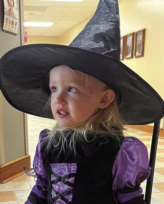 EEFA TEAT, 2, ventures into the Ray County Hospital for its “Haunted Hallway” on Tuesday. SOPHIA BALES | Staff