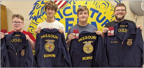 RICHMOND STUDENTS Ben Curtis (from left), Seth James, Brady McClure and Tobias Stoner accept the Future Farmers of America Creed. | Submitted
