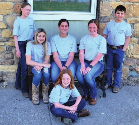 4-H HORSE competitors are, front, Ayla Lehman of Ray County; and second row, from left, are Jolynn Scott of Lafayette County, Malia Fairchild of Ray County, Abby White of Lafayette County, Alaina Lehman of Ray County and Guideo Giarratana of Clinton County.