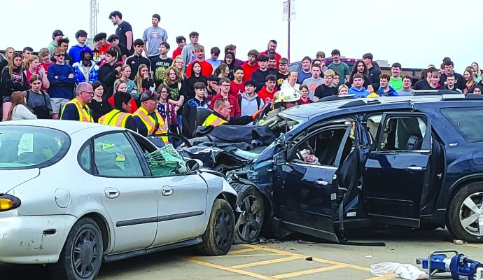 RAY COUNTY emergency departments come together to simulate a drunk driving incident. The point of this docuseries is to show Richmond High School students the possible repercussions of driving impaired. SHARON DONAT | Staff