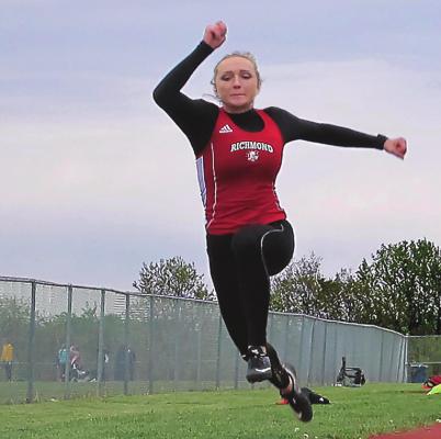 NICOLE JOHNSON, a standout high school long and triple jumper at Richmond, is mending from a foot injury so she can compete for the University of Central Missouri women’s track and field team. SHAWN RONEY | Staff