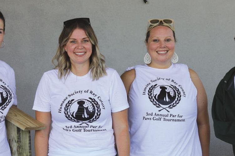 KRISTA KENNEDY (from left), Atalie Blackwell, Heather Mattox and Victor DeStefano registered gold teams for the third annual Par for Paws fundraiser held at Shirkey’s Golf Course in Richmond. SOPHIA BALES | Staff
