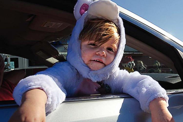 GABRIELLA STARK, 2, is a unicorn on the hunt for sugary a treat at Trick or Treat Street.