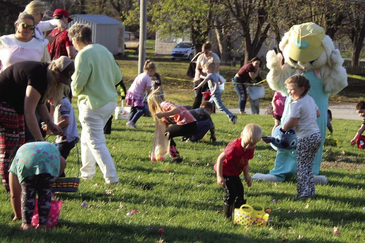 THE EASTER BUNNY helped children collect eggs at Maurice Roberts Park. MIRANDA JAMISON | Staff