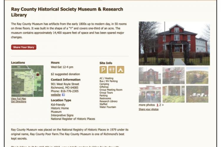 THE RAY COUNTY MUSEUM’S website is operational.
