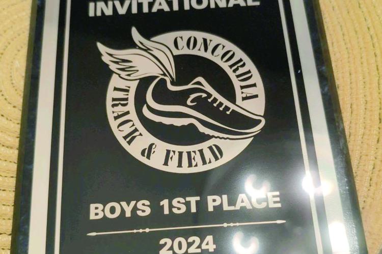 ORRICK TAKES home a first-place plaque from the Concordia Invitational. Submitted Photo