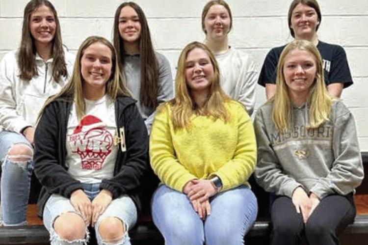 NORBORNE HARDIN-CENTRAL’s individual academic all-state softballers are (from left), front row, Addison Schachtele, Kady Musselman and Kelsey Nolker; back row, Libby Fifer, Millea Miller, Avi Leabo and Lilly Lyon. COURTESY OF NHC SOFTBALL | Submitted
