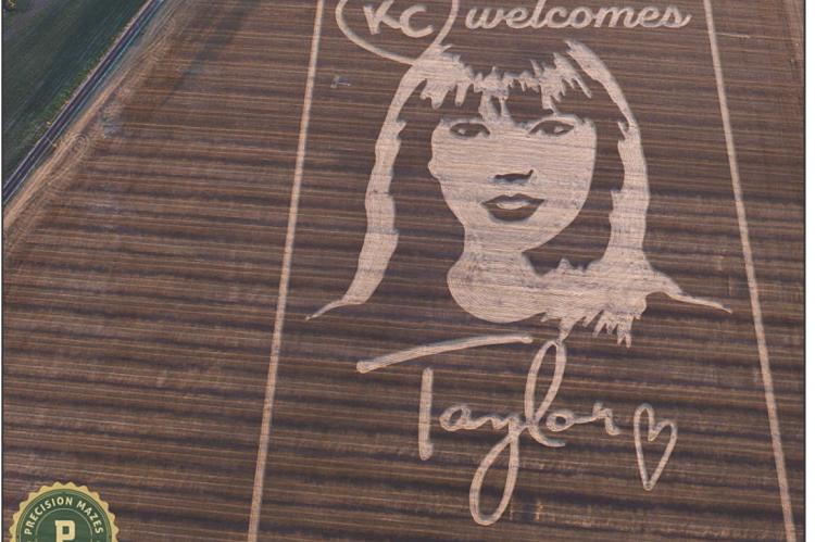 PRECISION MAZES | Submitted SEE PAGE 7 Precision Mazes team collaborated with local Orrick farmer Tom Waters to welcome Taylor Swift. The design can only be seen from above.