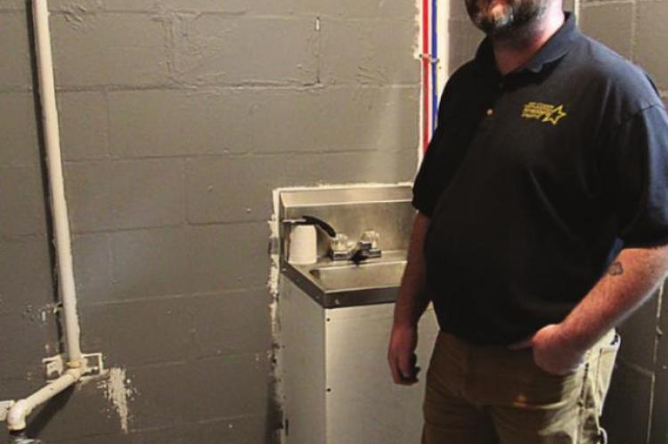 THIS CELL at the Ray County Jail is a suicide risk and, in fact, an inmate attempted to hang herself from the pipe leading from the ceiling to the toilet, Jail Administrator Chris Clariday says. J.C. VENTIMIGLIA | Staff