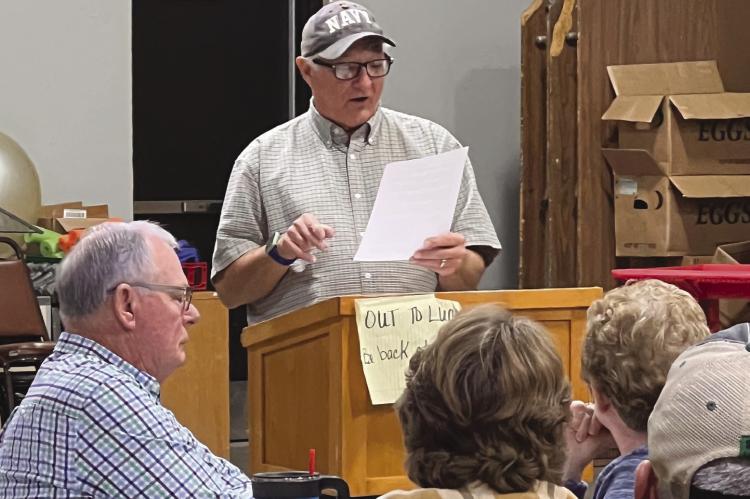 THE RAY COUNTY Historical Society President David Blyth discussed Prisoners of War camps in Missouri at the Eagleton Senior Center Veterans Dinner event. CATHY GOTTSCH | Submitted