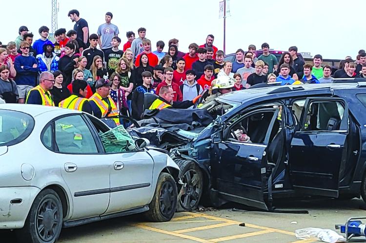 RAY COUNTY emergency departments come together to simulate a drunk driving incident. The point of this docuseries is to show Richmond High School students the possible repercussions of driving impaired. SHARON DONAT | Staff